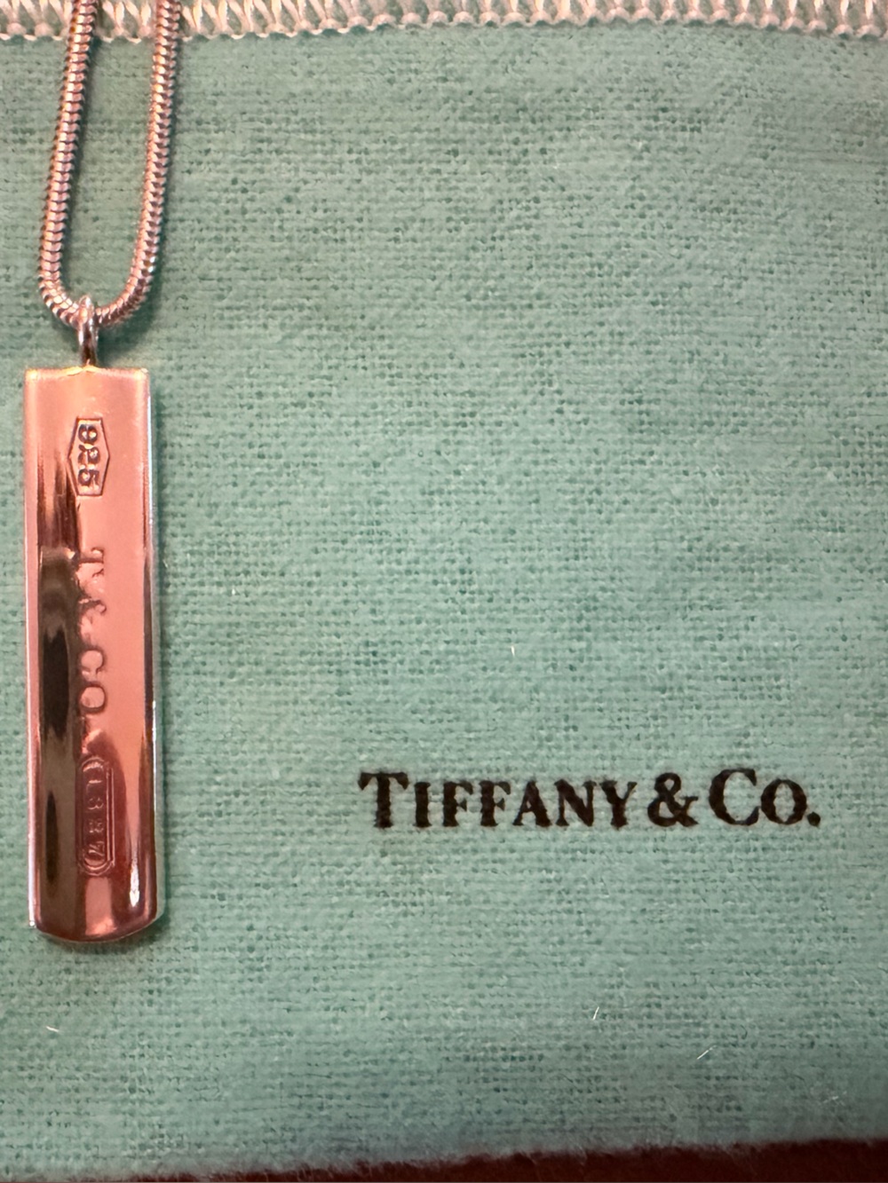 Authentic Tiffany & Co. 1837 Bar Pendant Necklace – Sterling Silver (.925) – 18” - Picture 2 of 6